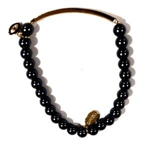 Express Chic Gold tone Sparkling Blue Beaded Stretch Bracelet - Women's Jewelry